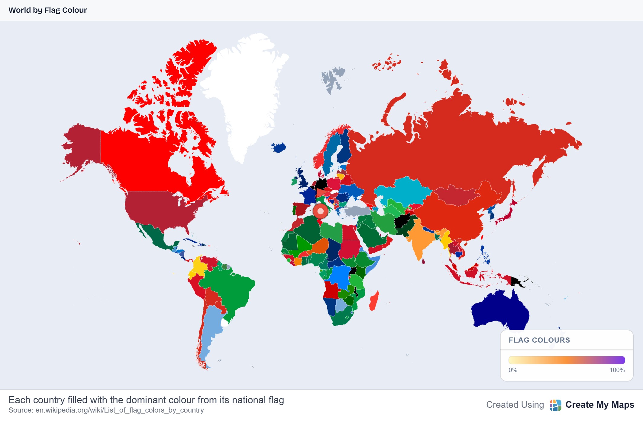 World by Flag Colour